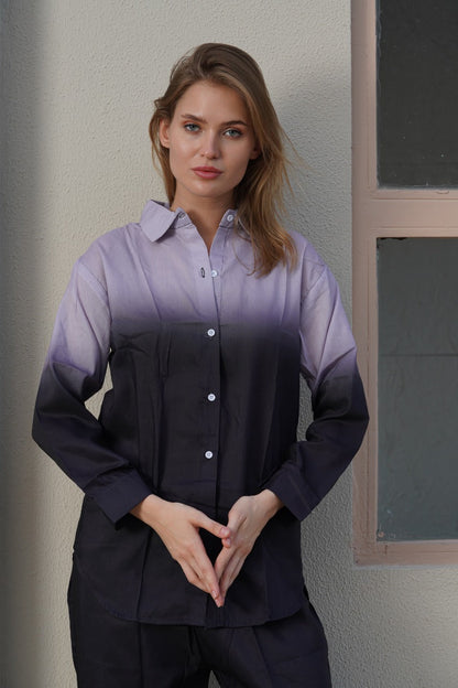 Women’s Stunning Two Shaded Shirt & Pant  Co-Ord Set D01140 - kharidari