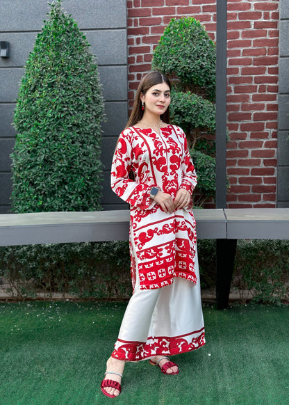 Elegant Malai Satin Co-ord Set D6109