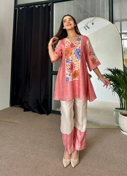 Serene Blossoms Co-ord set D6078 - kharidari