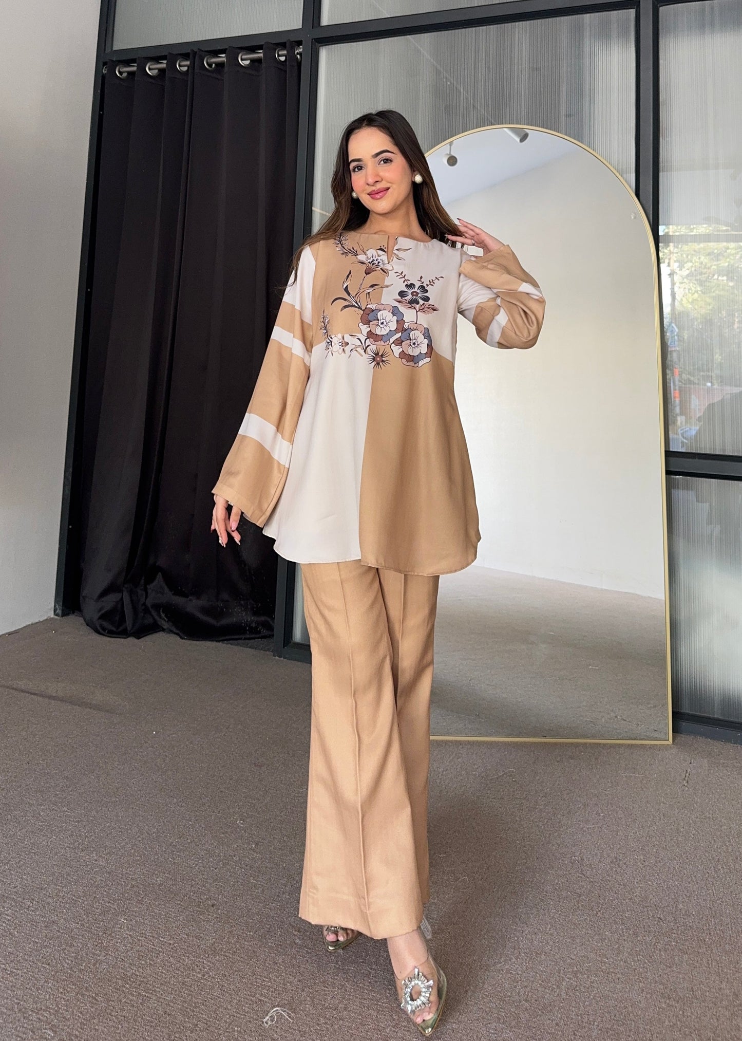 Pastel Two Tone Winter Co-ord Set D6107 - kharidari