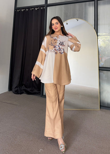 Pastel Two Tone Winter Co-ord Set D6107 - kharidari