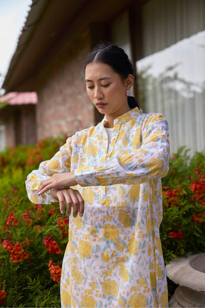 Mandarin Collar Floral Loungewear Set D6322