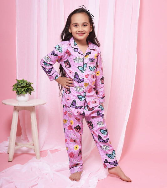 Butterfly Print Trendy Girls Nightsuit Set D116