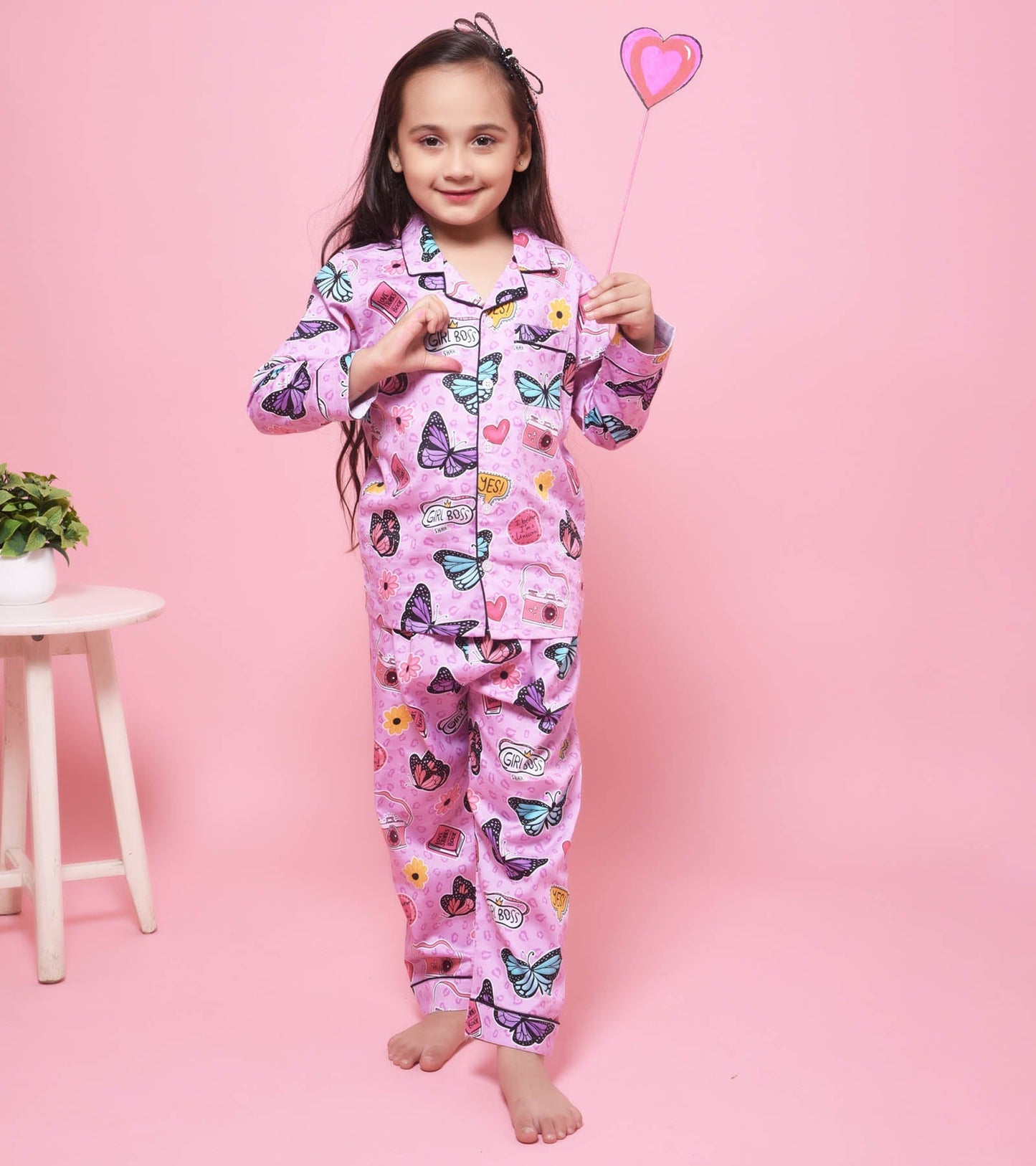 Butterfly Print Trendy Girls Nightsuit Set D116