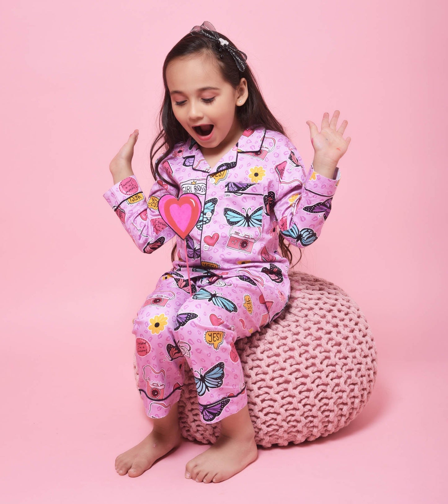 Butterfly Print Trendy Girls Nightsuit Set D116