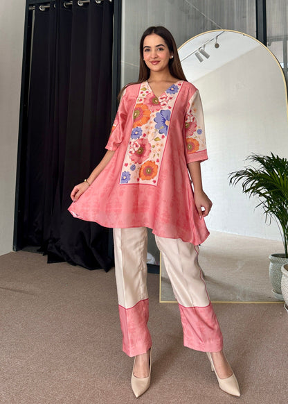 Serene Blossoms Co-ord set D6078 - kharidari
