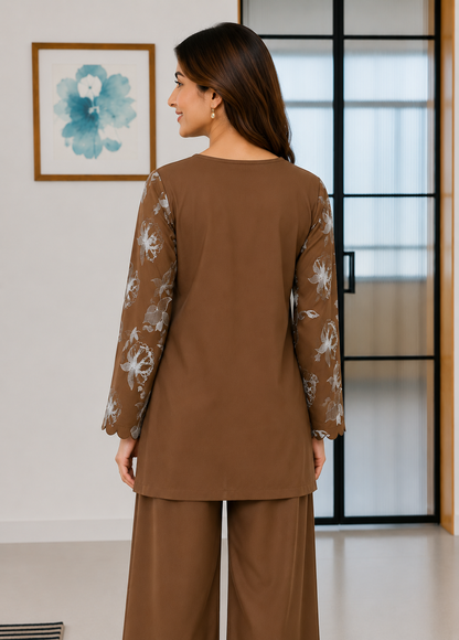 Chocolate Brown Floral Lounge Set D6364