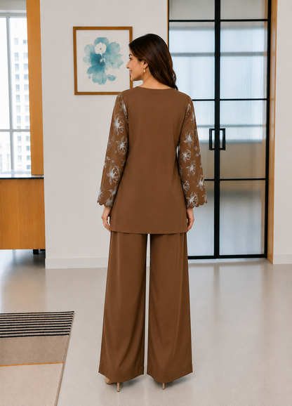 Chocolate Brown Floral Lounge Set D6364
