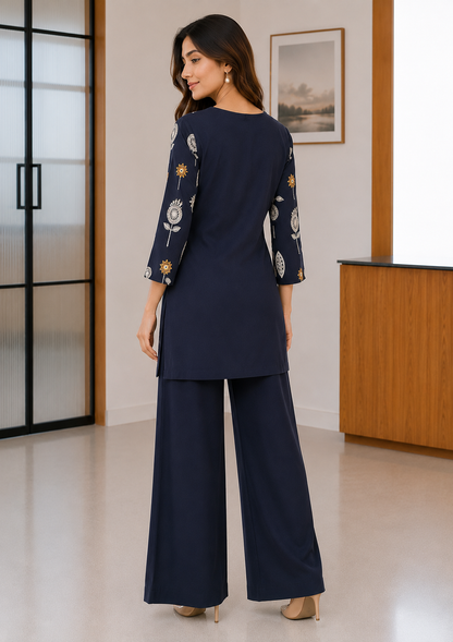 Navy Blue Statement Floral Co-Ord Set D6365