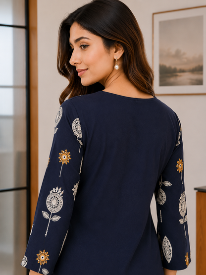 Navy Blue Statement Floral Co-Ord Set D6365