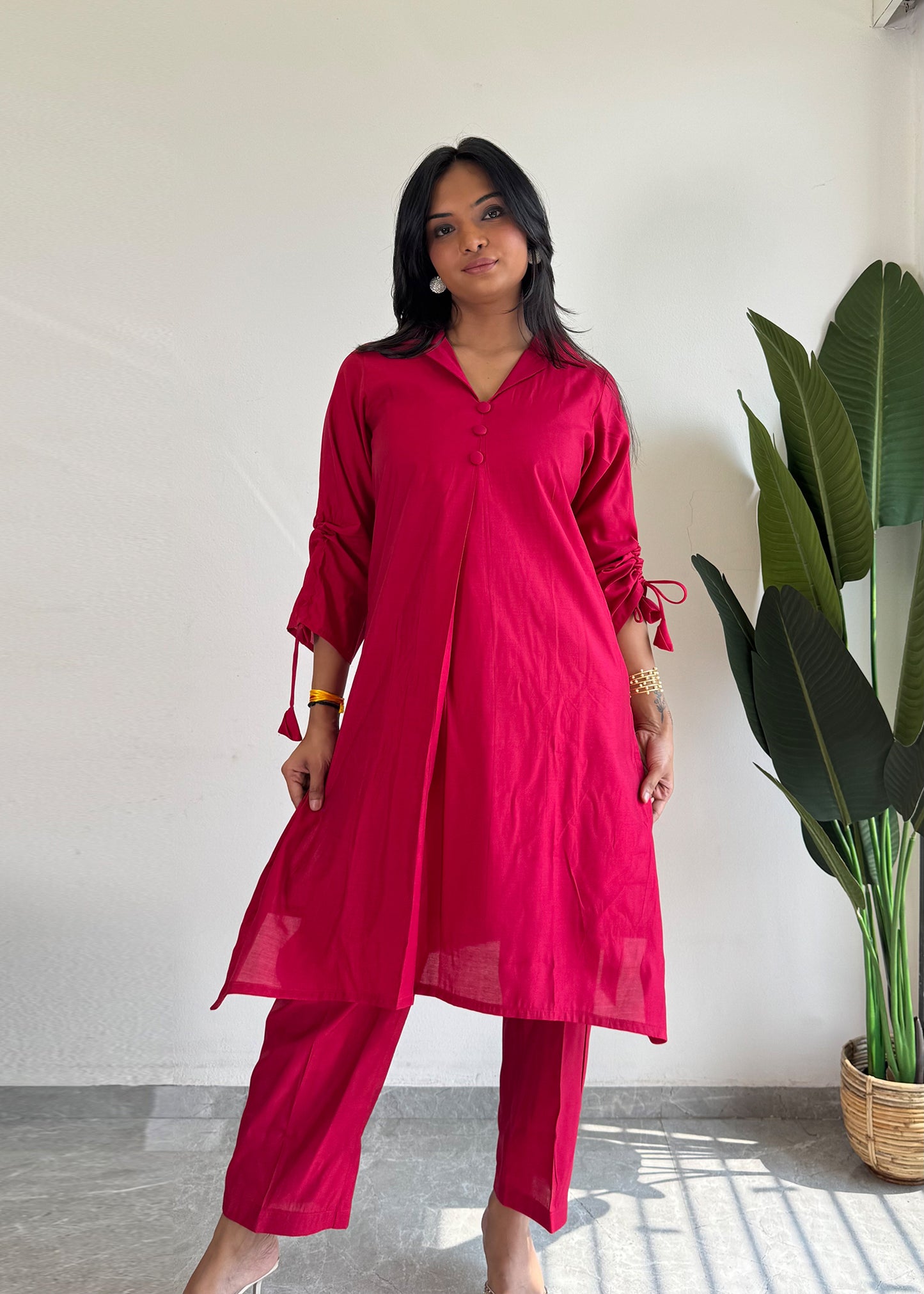 Pink Glamorous Roman Silk Kurta Set