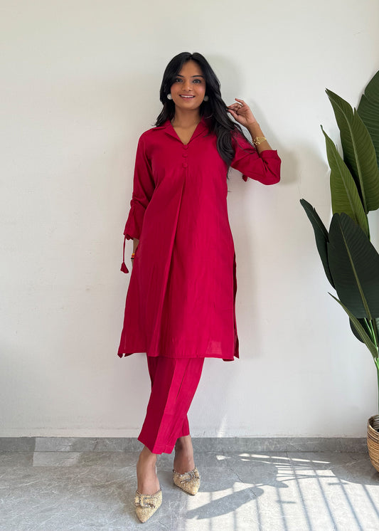 Pink Glamorous Roman Silk Kurta Set