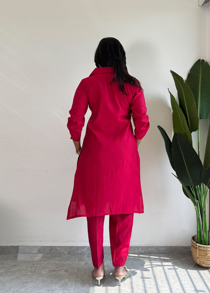Pink Glamorous Roman Silk Kurta Set - kharidari