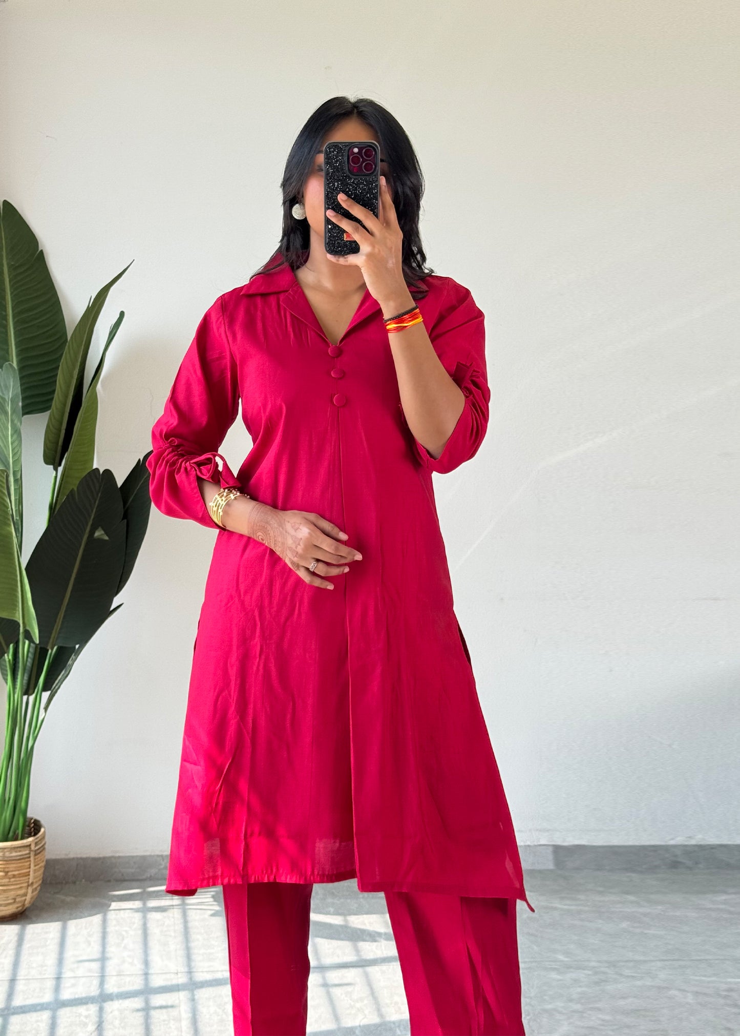 Pink Glamorous Roman Silk Kurta Set