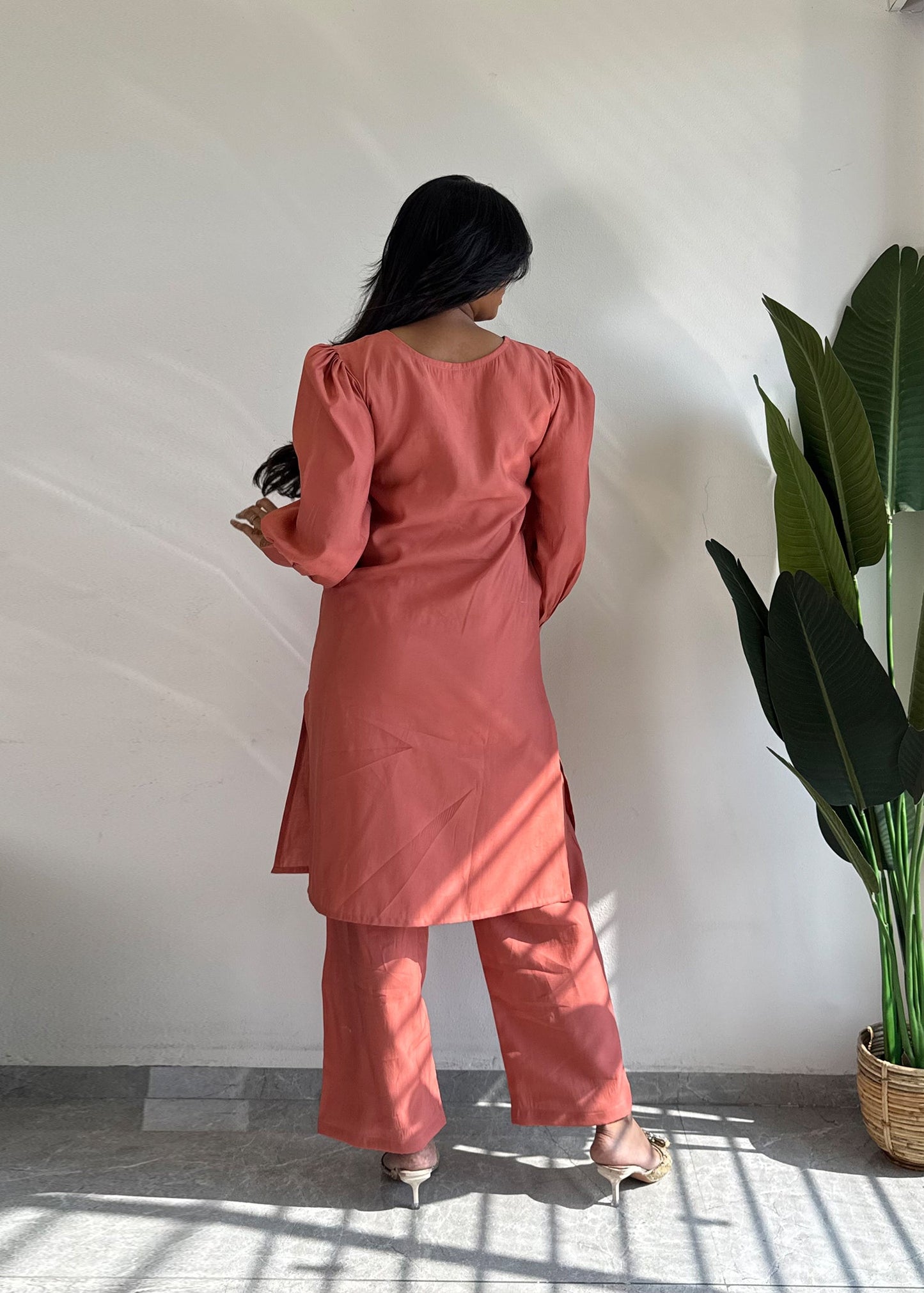 Peach Glamorous Roman Silk Kurta Set D6193 - kharidari