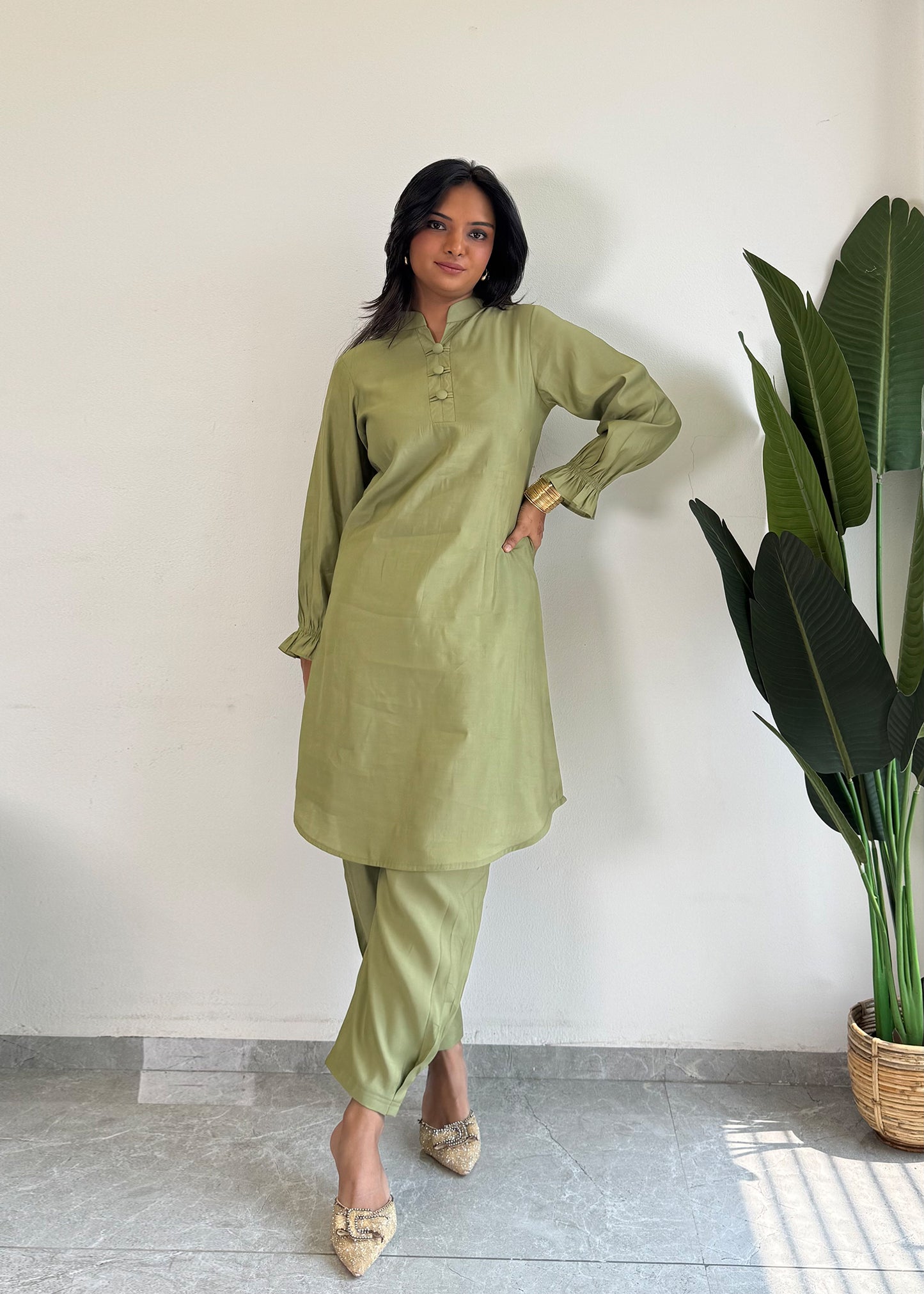 Pink Glamorous Roman Silk Kurta Set