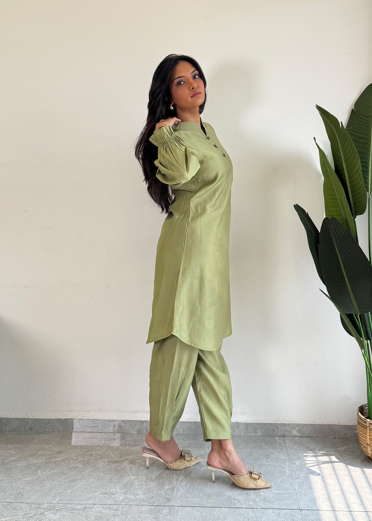 Pista Green Glamorous Roman Silk Kurta Set D6194 - kharidari