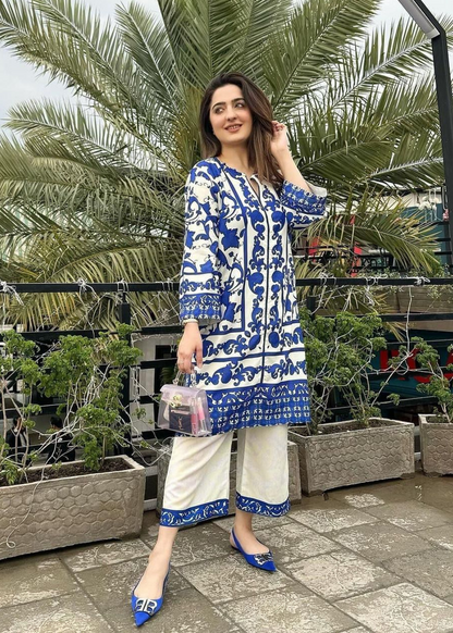 Elegant Malai Satin Co-ord Set D6109
