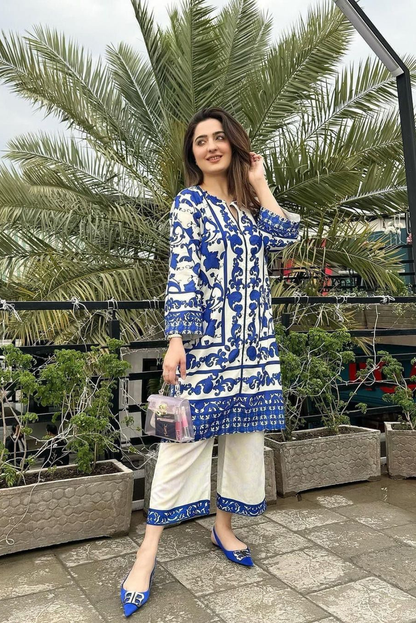 Elegant Malai Satin Co-ord Set D6109