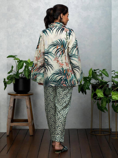 Dashing Flower Printed Cord Set VT-01112