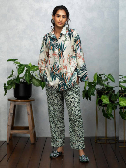 Dashing Flower Printed Cord Set VT-01112