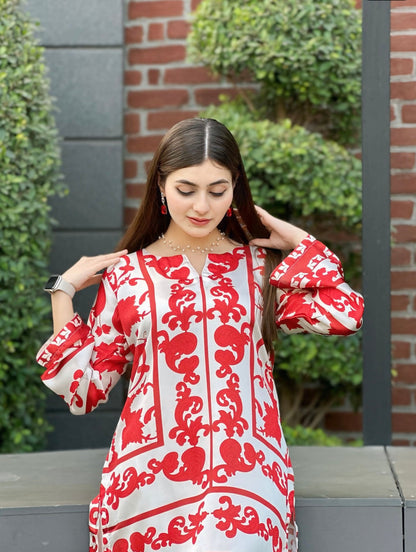 Elegant Malai Satin Co-ord Set D6109