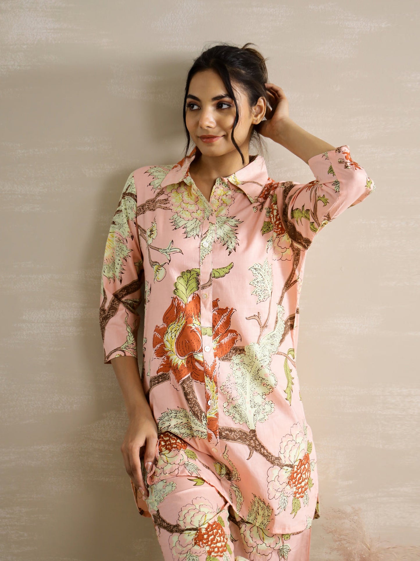 Floral Printed Muslin Co-ord Set D6011