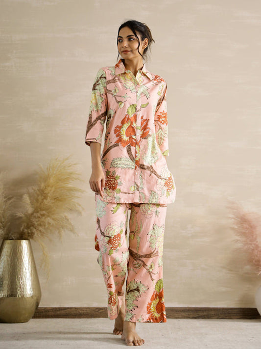 Floral Printed Muslin Co-ord Set D6011