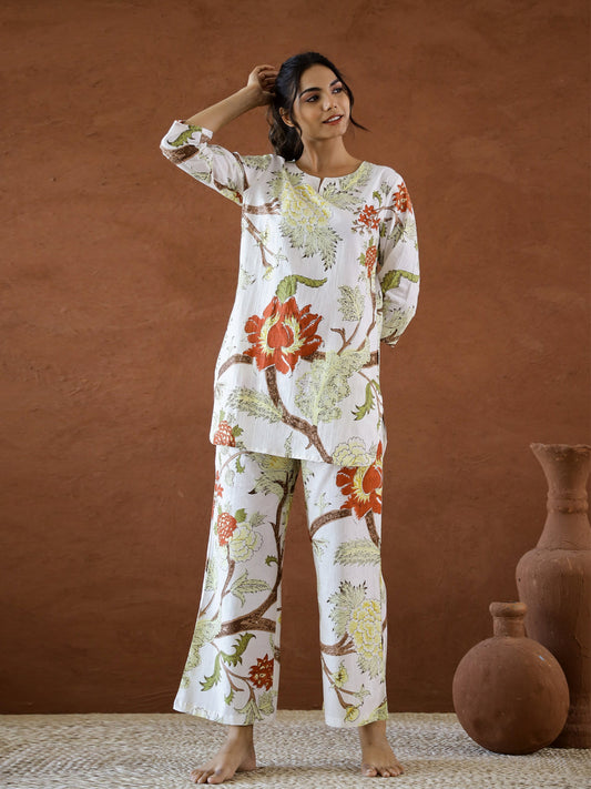 Flower Forest Printed Muslin Co-ord Set D6012