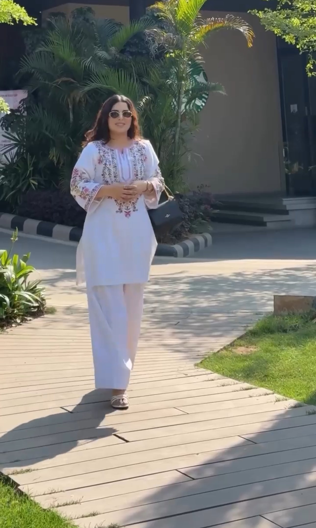 legance in White  Premium Jam Cotton Embroidered Co-ord Set D6244 - kharidari