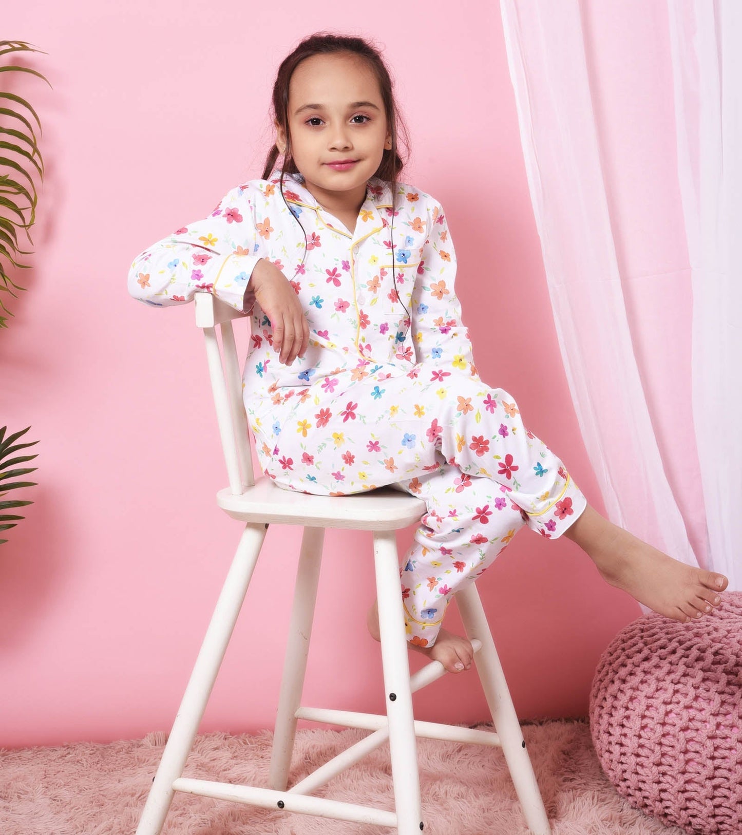 Girls Flower Print Beautiful Nightsuit Set D110