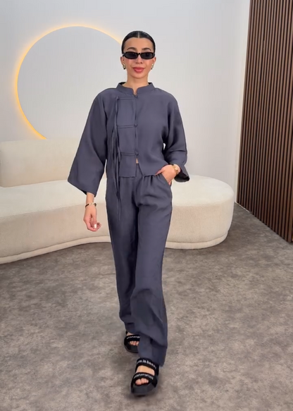 All-Grey Modern Rayon Co-ord Set D6320