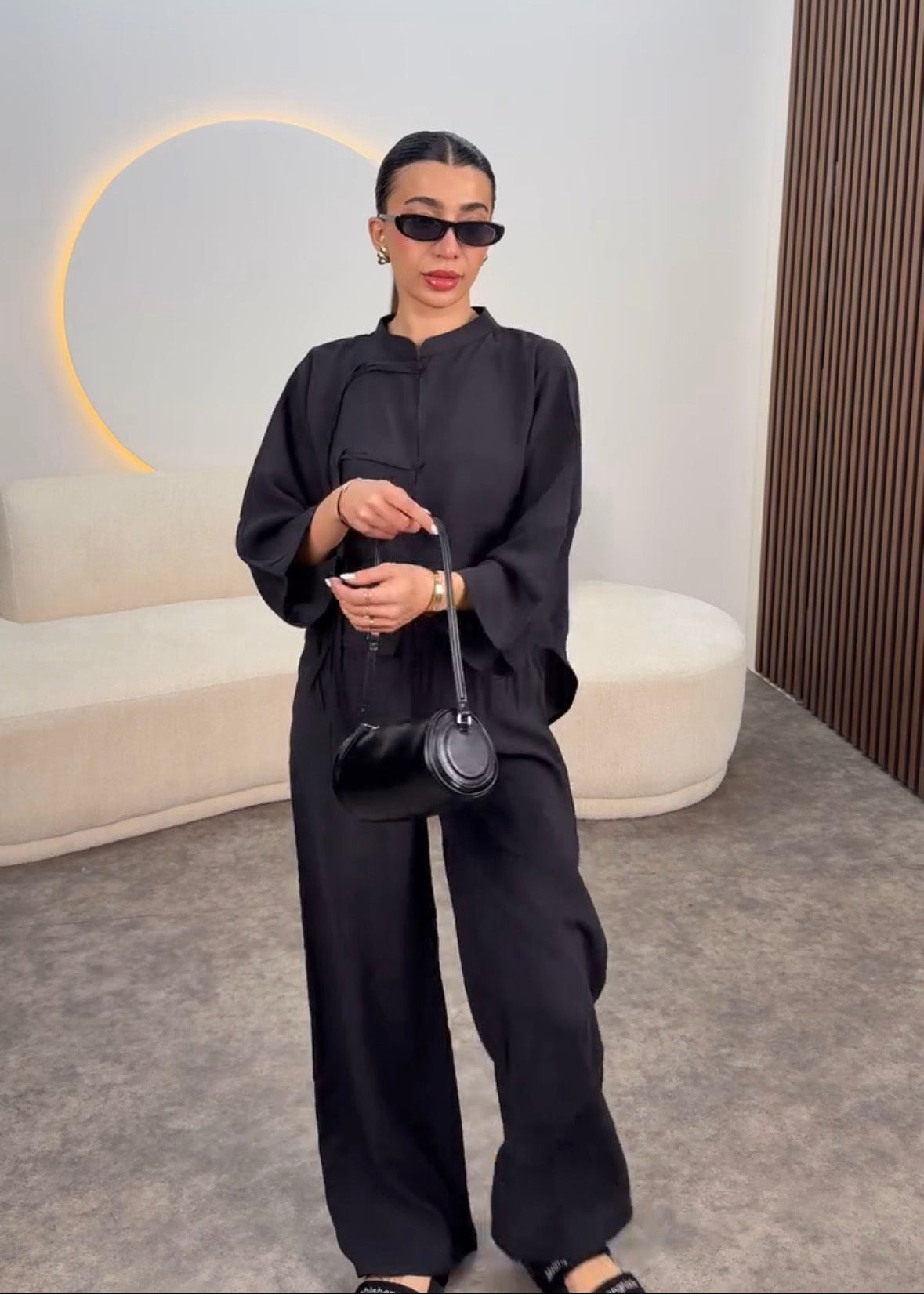 All-Black Modern Rayon Co-ord Set D6319