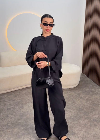 All-Black Modern Rayon Co-ord Set D6319