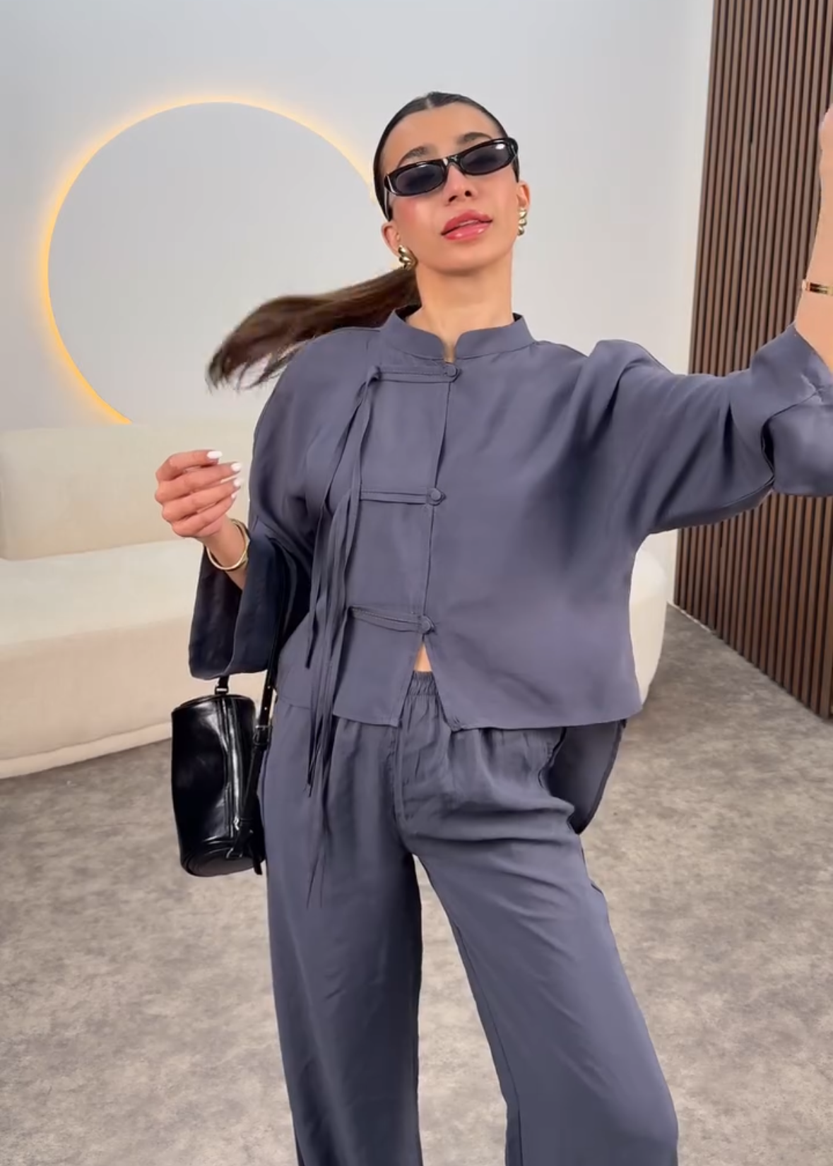 All-Grey Modern Rayon Co-ord Set D6320