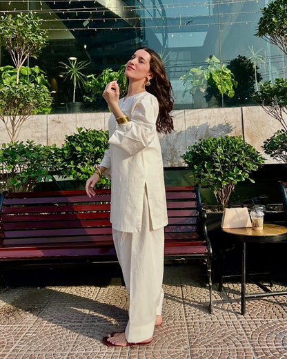 Premium Roman silk Co-ord Set  Effortless Style & Luxe Comfort D6242 - kharidari