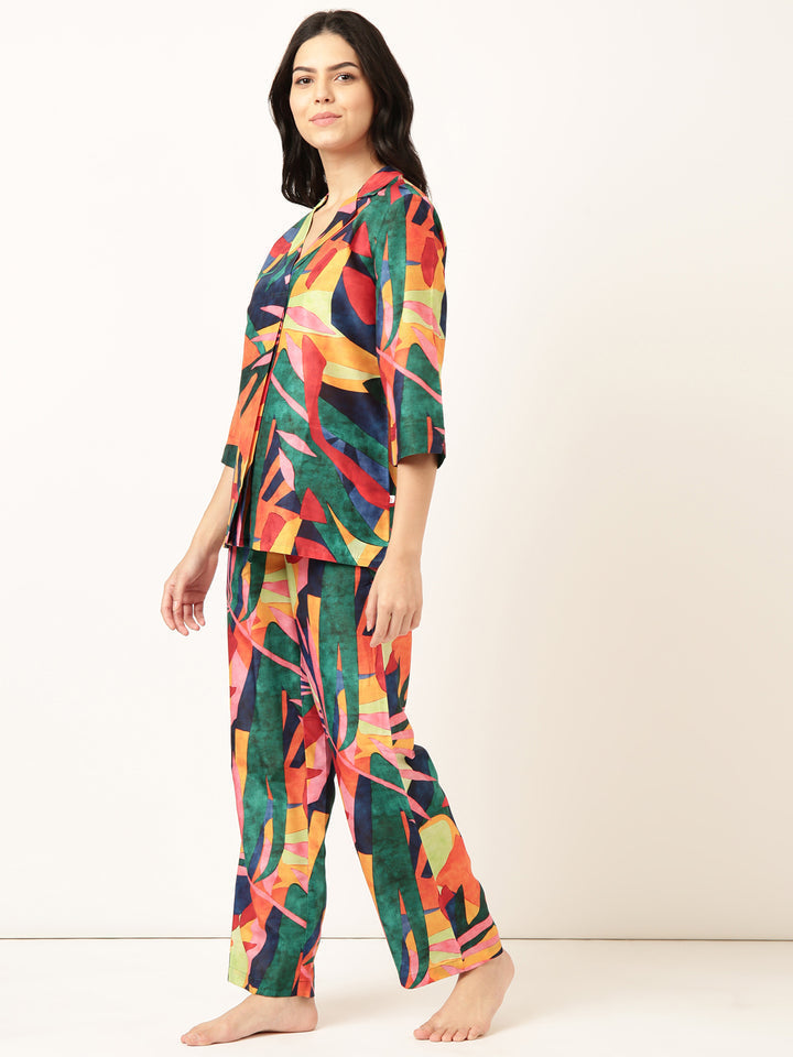 Multicolor Random Printed Muslin Co-ord Set VT-01185 - kharidari