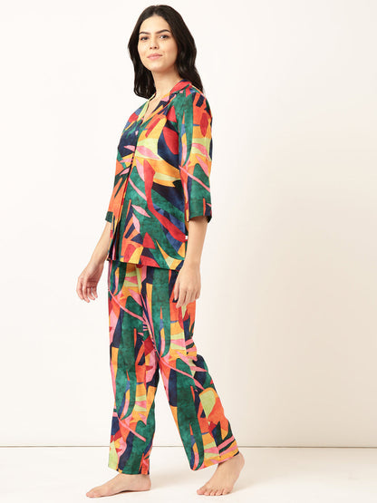 Multicolor Random Printed Muslin Co-ord Set VT-01185 - kharidari