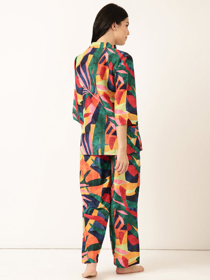 Multicolor Random Printed Muslin Co-ord Set VT-01185 - kharidari