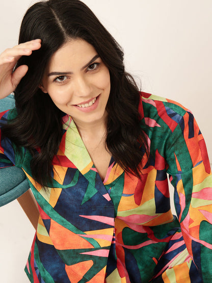 Multicolor Random Printed Muslin Co-ord Set VT-01185 - kharidari