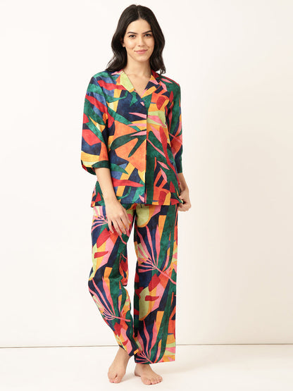 Multicolor Random Printed Muslin Co-ord Set VT-01185 - kharidari