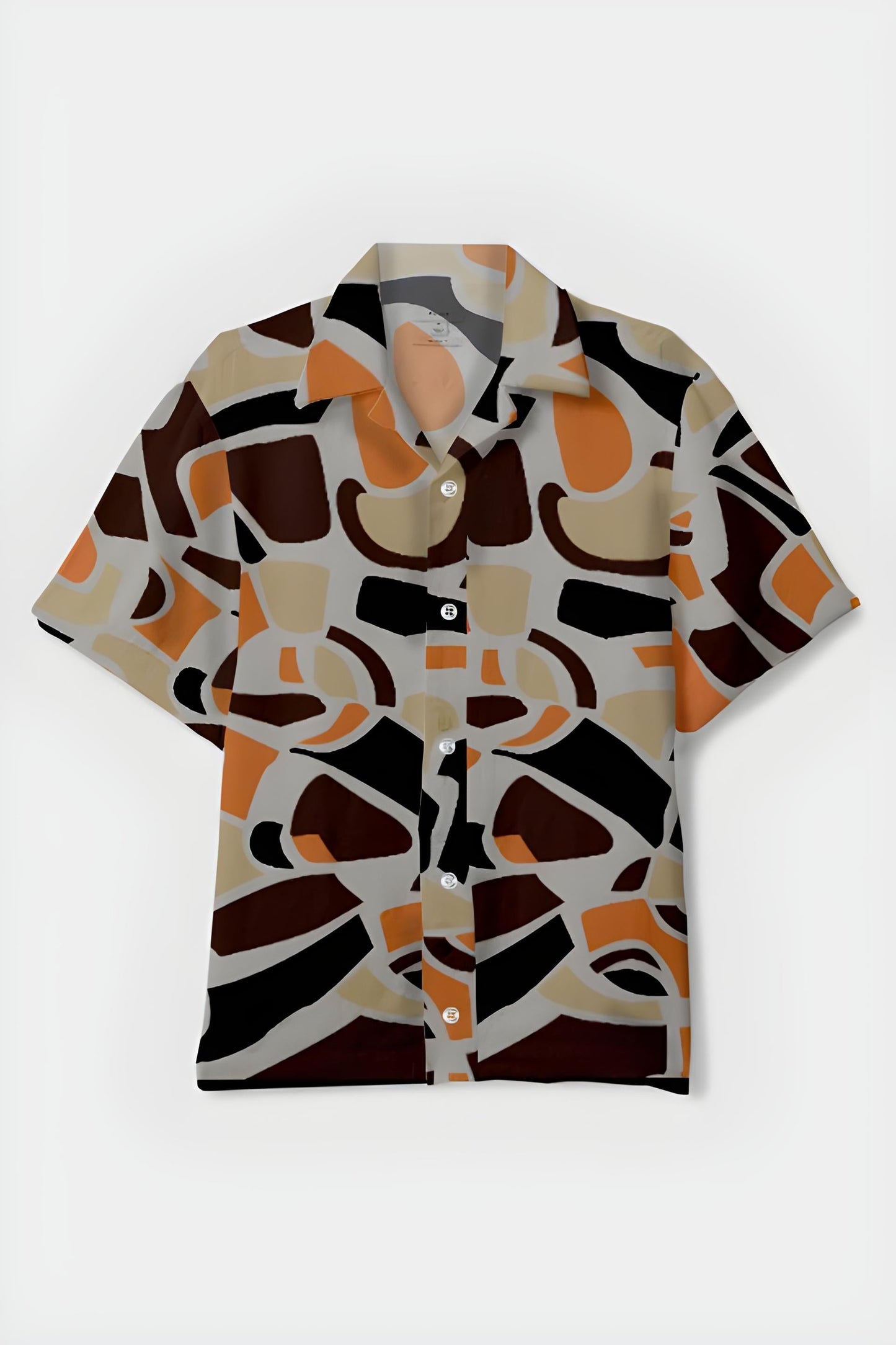 Brown Abstract Printed Shirt D7018