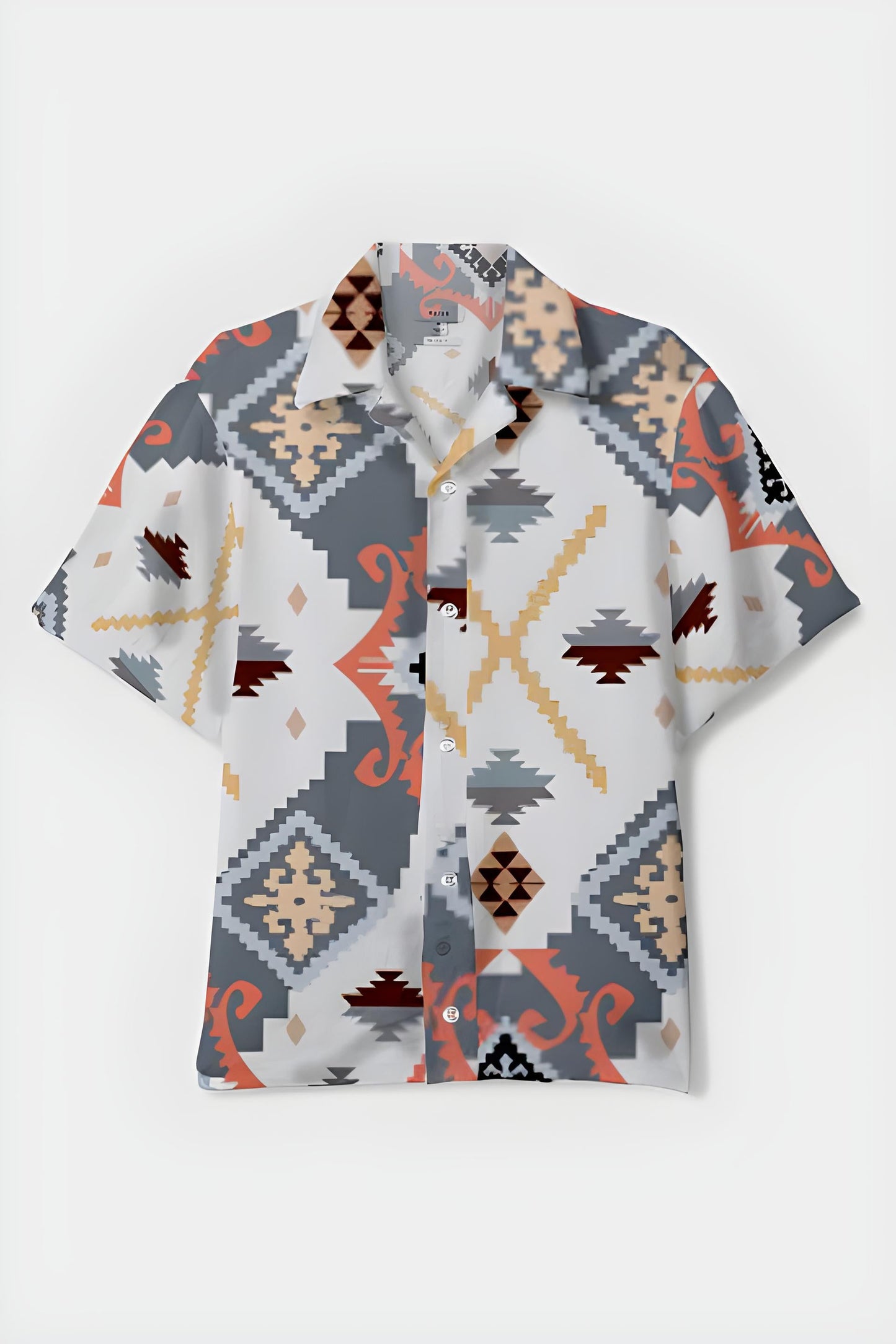 Blue geometric design half sleeve shirt D7014