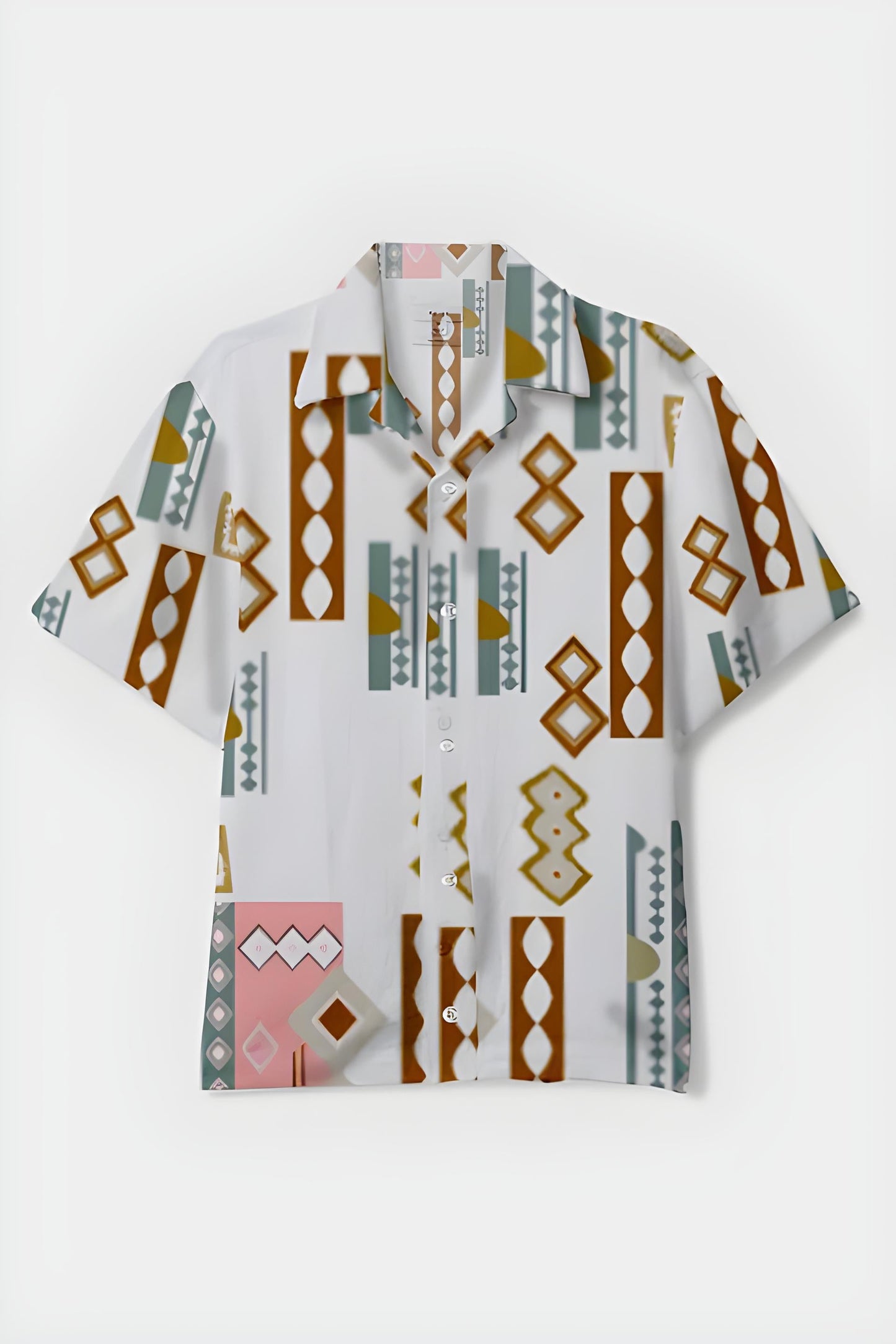 White Geometric Printed Shirt D7013