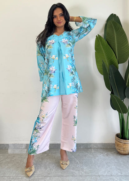 Stylish Raymond Cotton Co-ord Set with Flower Print – D6180