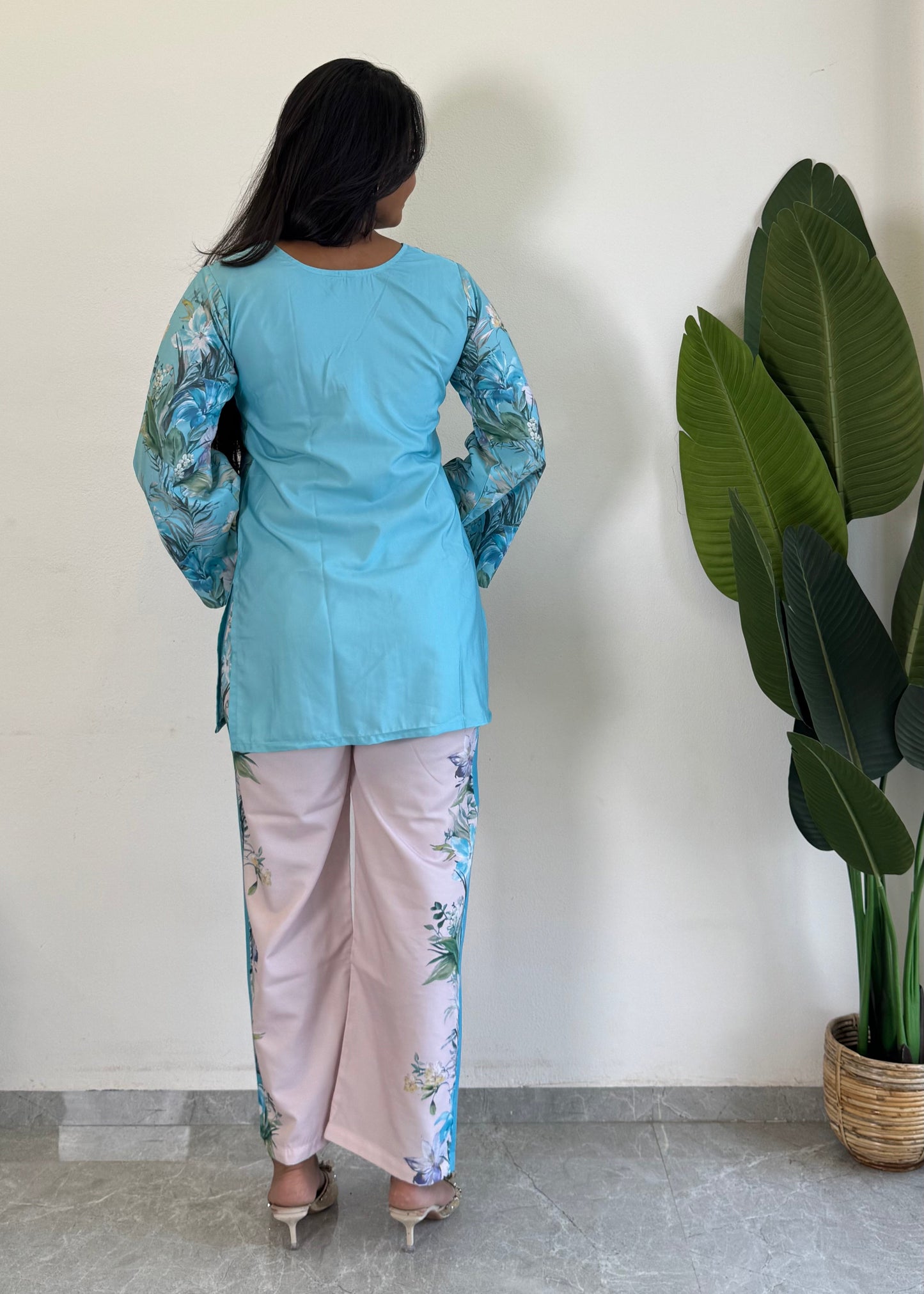 Stylish Raymond Cotton Co-ord Set with Flower Print – D6180