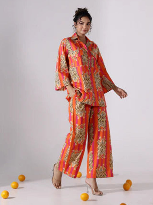 The Sleeping Tiger Cotton Coord Set D6024 - kharidari