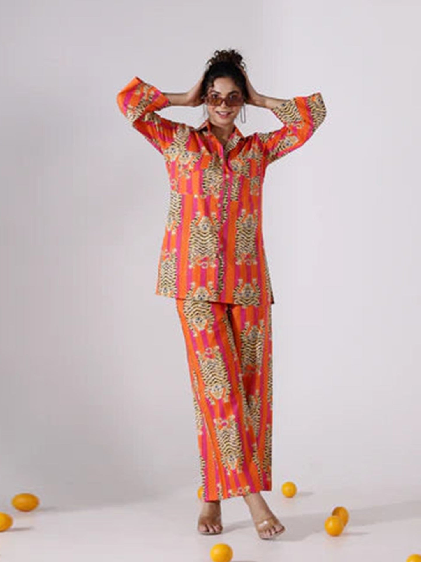 The Sleeping Tiger Cotton Coord Set D6024 - kharidari