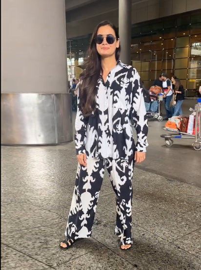 Trendy Dia Mirza Style Black and white Co-ord Set VT-01187 - kharidari