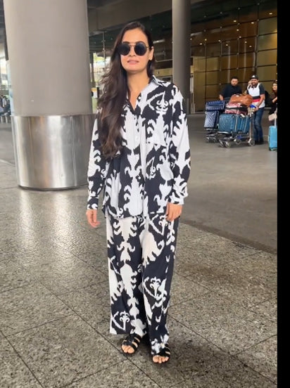 Trendy Dia Mirza Style Black and white Co-ord Set VT-01187 - kharidari